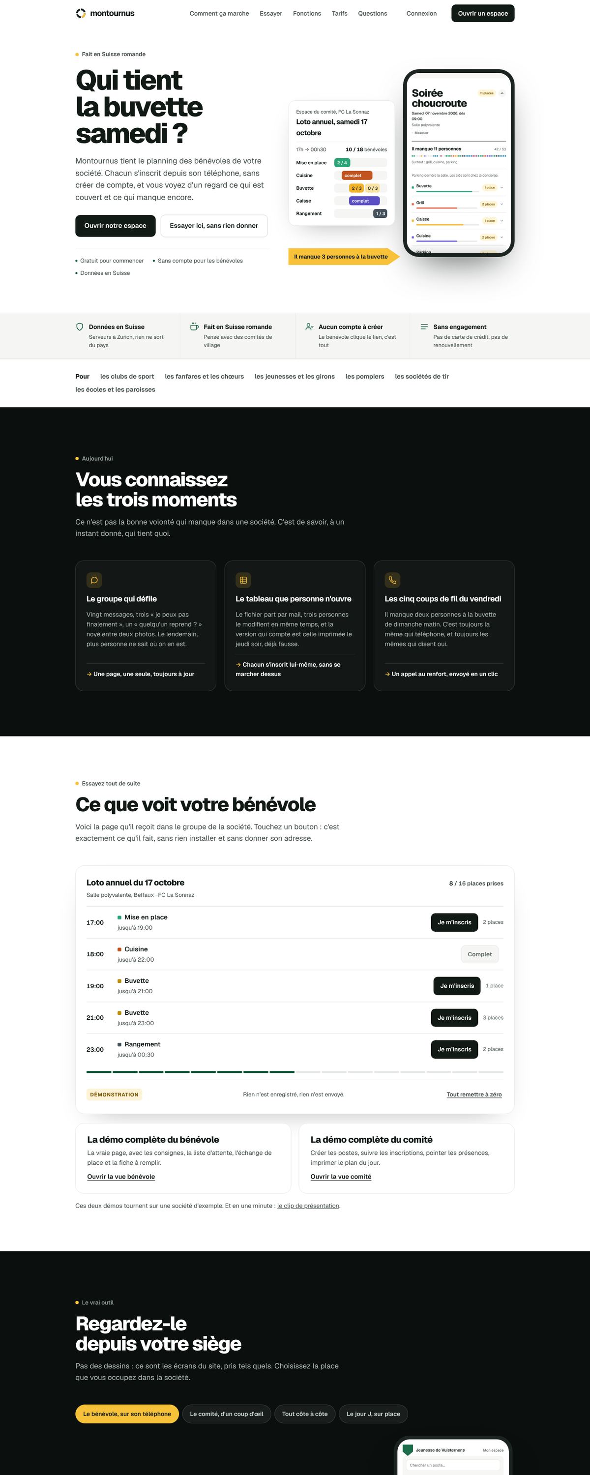 Mon Tournus sur ordinateur : capture réelle de la page d'accueil