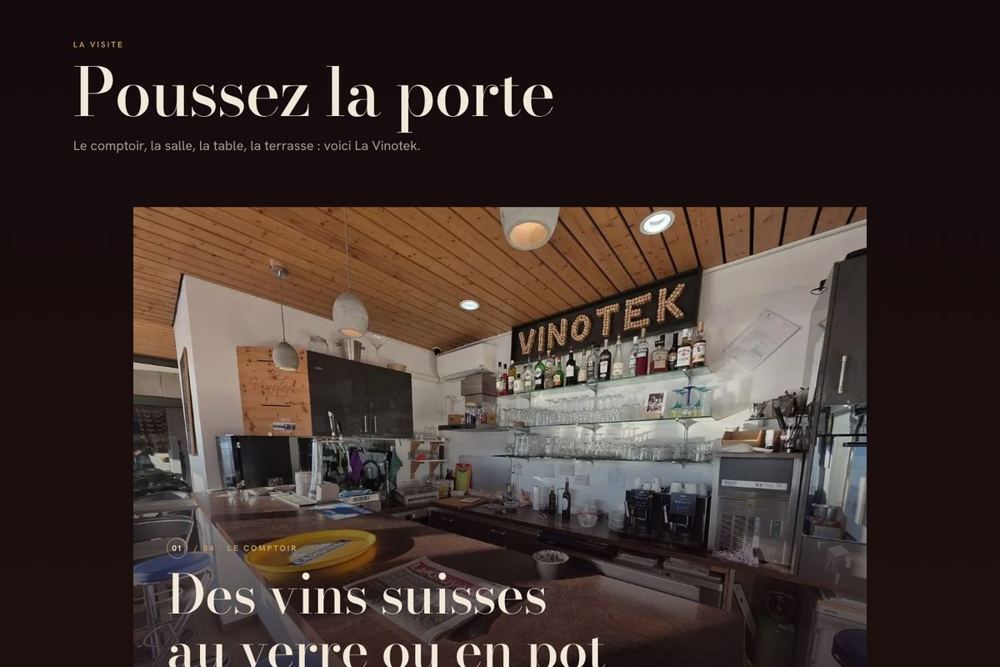 Section « Poussez la porte » : grande photo du bar