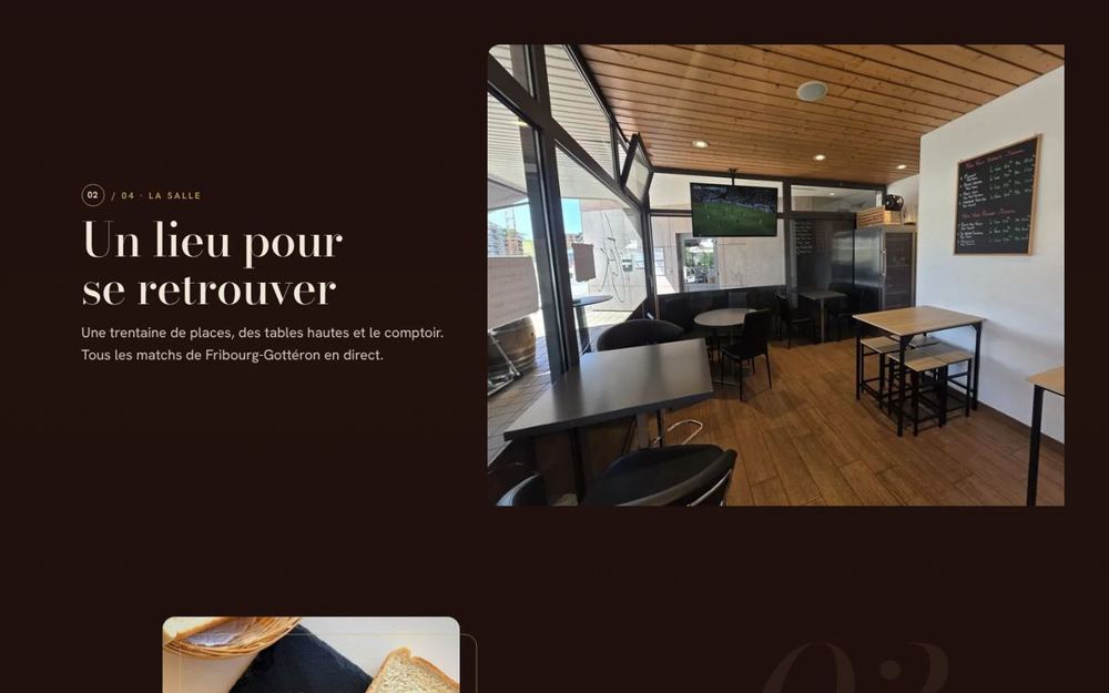 Section « Un lieu pour se retrouver » avec photo de la salle