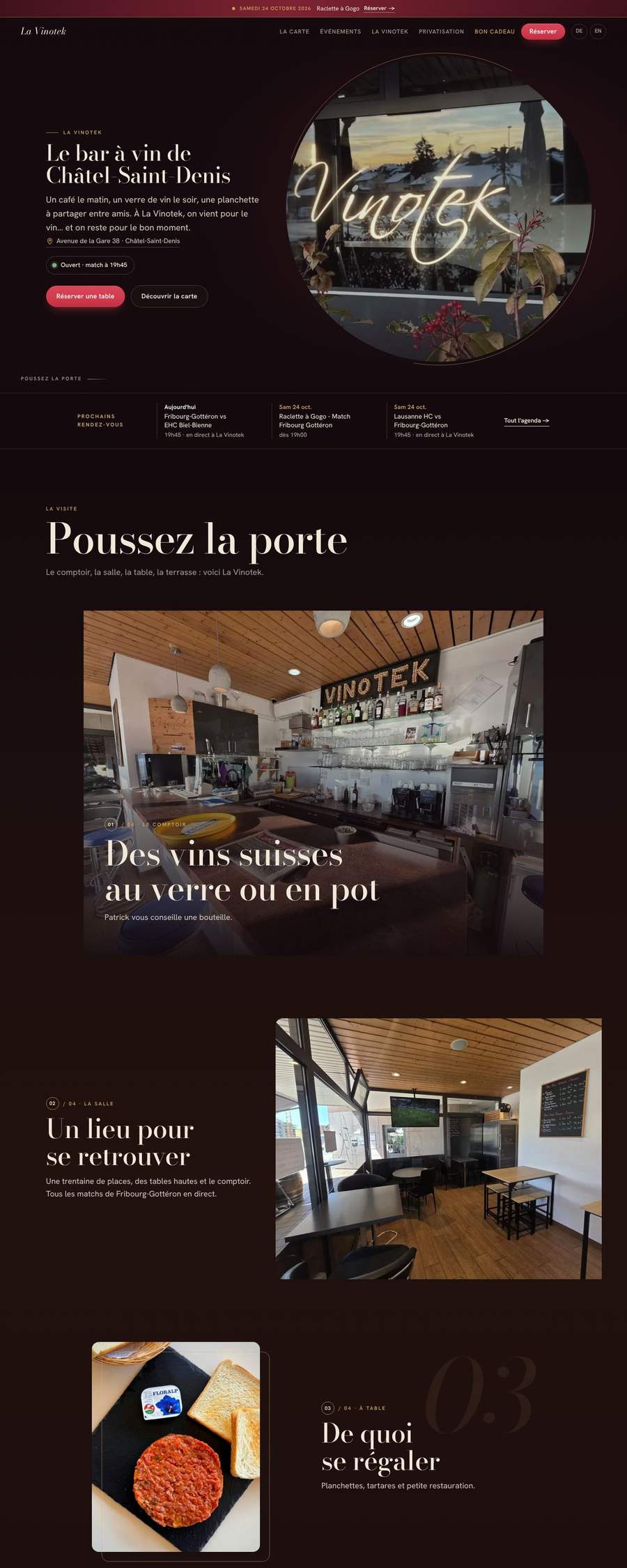 La Vinotek sur ordinateur : capture réelle